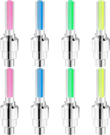 Picture of 8PCS LED Bike Wheel Lights – Waterproof Neon Tire Valve Cap Lights for Bikes, Cars & Motorcycles