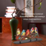 Picture of Colorful Stained Glass Bird Ornaments – Exquisite Bird Figurines for Home Decor & Gifts – Modern Style Decorative Art in Blue, Green, Pink & Orange