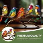 Picture of Colorful Stained Glass Bird Ornaments – Exquisite Bird Figurines for Home Decor & Gifts – Modern Style Decorative Art in Blue, Green, Pink & Orange