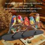 Picture of Colorful Stained Glass Bird Ornaments – Exquisite Bird Figurines for Home Decor & Gifts – Modern Style Decorative Art in Blue, Green, Pink & Orange