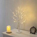 Picture of 2FT White Birch Twig Tree with 24 Warm White LED Lights – Battery Operated Tabletop Lighted Tree for Home, Wedding, Party, Easter & Christmas Decor – Flexible Branches, Indoor Decoration