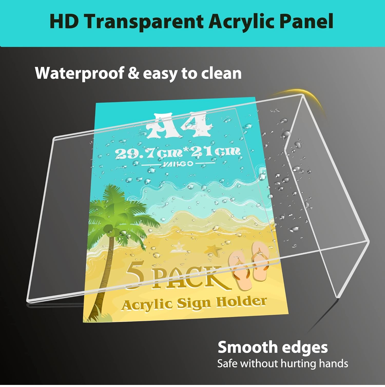 A4 Acrylic Sign Holder – 3 Pack L-Shaped Display Stands for Table ...