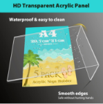 Picture of A4 Acrylic Sign Holder Poster Menu Holder, 3Pack L-Shaped Perspex Display Stands for Table, Counter, Restaurant, Hotel, Office, Store, Desktop Leaflet Sign Holder