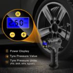 Picture of Cordless Tyre Inflator Air Compressor, 12V USB Rechargeable Battery 150PSI Portable Car Tyre Pump, Electric Digital Tyre Pump with LED Light and 3 Nozzle Adaptors
