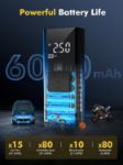 Picture of Cordless Tyre Inflator Portable Air Compressor - Fast 45L/min Car Tyre Inflator with Power Bank Support, LED Lighting 6000mAh Battery