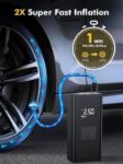 Picture of Cordless Tyre Inflator Portable Air Compressor - Fast 45L/min Car Tyre Inflator with Power Bank Support, LED Lighting 6000mAh Battery