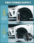 Picture of Tyre Inflator Air Compressor, Portable Rechargeable Tyre Inflator with Digital Pressure Gauge, 12V DC Cordless Auto Stop Car Tyre Pump 