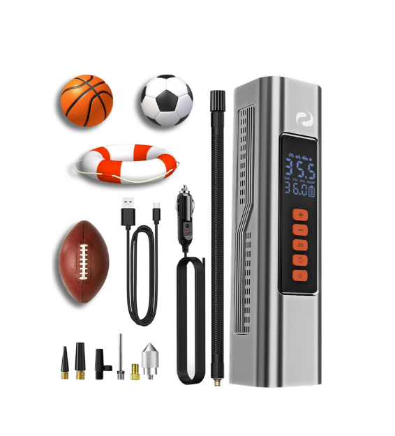 Picture of Tyre Inflator Air Compressor, Portable Rechargeable Tyre Inflator with Digital Pressure Gauge, 12V DC Cordless Auto Stop Car Tyre Pump 