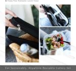 Picture of  Travel Cutlery Set - Portable Camping Flatware Set for 1, Durable 18/0 Stainless Steel & Chic Carry Case
