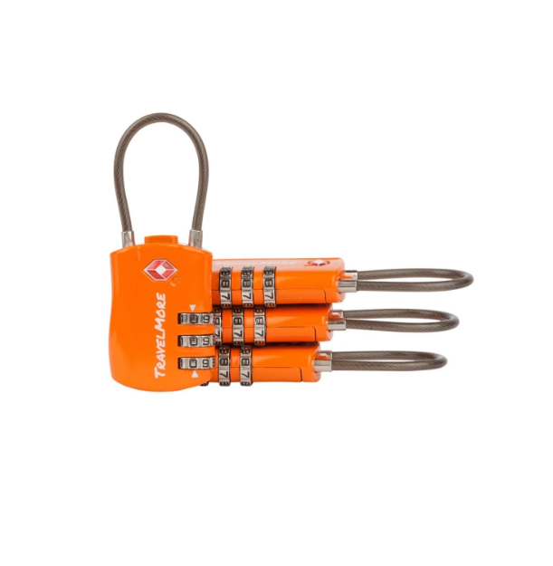 Picture of 4-Pack TSA Approved Travel Combination Cable Luggage Locks for Suitcases & Backpacks