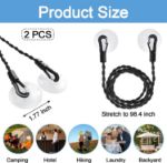 Picture of 2 PCS Travel Washing Line, Camping Washing Line, Extendable Travel Clothes Line With Hooks & Suction Cup, Windproof Portable Washing Line
