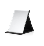Picture of  17 x 12cm Portable Folding Makeup Mirror Black PU Leather Travel Mirror with Stand