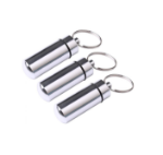 Picture of 3 pcs Waterproof Aluminum Pill Box, Pocket Pill Case Silver Pill Holder Medicine Case Water Resistant Keychain Silver Pill Holder Pill Container