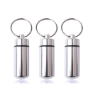 Picture of 3 pcs Waterproof Aluminum Pill Box, Pocket Pill Case Silver Pill Holder Medicine Case Water Resistant Keychain Silver Pill Holder Pill Container