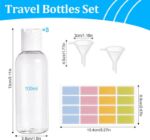 Picture of 100ml Travel Bottles,Travel Bottles for Toiletries Empty Refillable,8pcs Clear Container Travel with 2 Funnels and Colorful Labels