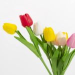Picture of 16 Pcs Artificial Tulips Flowers Fake Flowers Latex Tulips Real Touch for Party Home Wedding Decoration and DIY Decor, Multicolor