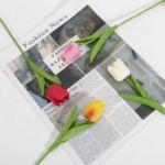 Picture of 16 Pcs Artificial Tulips Flowers Fake Flowers Latex Tulips Real Touch for Party Home Wedding Decoration and DIY Decor, Multicolor