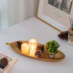Picture of Decorative Bowl Leaf Tray, Leaves Key Bowls Gold Jewellery Dish Home Hallways Decor 