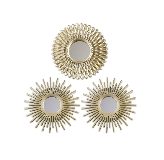 Picture of Wall Mirrors Pack of 3, Gold Mirrors for Living Room, Home Decor & Bedroom | Round Mirrors for Hanging and Wall Decor 