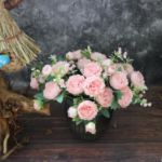 Picture of 4 Bunches Peony Artificial Flowers Pink Silk Peonies Bouquet Fake Flowers for Home Decor Wedding Table Centerpiece