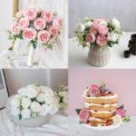 Picture of 4 Bunches Peony Artificial Flowers Pink Silk Peonies Bouquet Fake Flowers for Home Decor Wedding Table Centerpiece