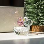Picture of Crystal Double Birds Figurines Glass Animal Ornament Bird Collection Paperweight Table Centerpiece Ornament(Pink and Clear)