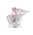 Picture of Crystal Double Birds Figurines Glass Animal Ornament Bird Collection Paperweight Table Centerpiece Ornament(Pink and Clear)
