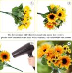 Picture of Artificial Sunflower Bouquets - Artificial Flowers 2 Pack for Home Hotel DIY Craft Office Wedding Party Garden Decoration