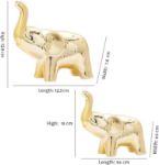 Picture of 2 Gold Elephant Statue Home Decor, Sculpture Elephant Ornaments For Living Room Office Desktop Bookshelf