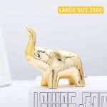 Picture of 2 Gold Elephant Statue Home Decor, Sculpture Elephant Ornaments For Living Room Office Desktop Bookshelf