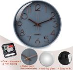 Picture of Wall Clock Battery Operated Silent Non-ticking Wall Clock 12 Inch Modern Quartz Design Decorative Indoor Kitchen Office Grey