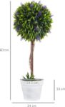 Picture of Set of 2 Decorative Artificial Plants Ball Trees with Lavender Flowers in Pot Fake Plants for Home Indoor Outdoor Decor, 60cm