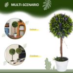 Picture of Set of 2 Decorative Artificial Plants Ball Trees with Lavender Flowers in Pot Fake Plants for Home Indoor Outdoor Decor, 60cm