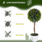 Picture of Set of 2 Decorative Artificial Plants Ball Trees with Lavender Flowers in Pot Fake Plants for Home Indoor Outdoor Decor, 60cm