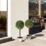 Picture of Set of 2 Decorative Artificial Plants Ball Trees with Lavender Flowers in Pot Fake Plants for Home Indoor Outdoor Decor, 60cm