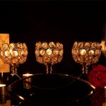 Picture of  3 Arms Crystal Candle Holders, Arch Crystal Tealight Candle Holder Table Candelabras Centerpieces for Wedding Candlelight Dinner Decorative Home Accessories
