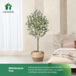 Picture of Artificial Olive Tree 150cm Big tall Fake Plants, Artificial Olive Silk Plants Indoors in Pots, Faux Tropical large artificial plant suitable