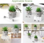 Picture of Set of 2 Artificial Potted Plant Cute Fake Succulent Plant with Hanging Leg Emotional Cement Faux Succulent Potted Plant Decor