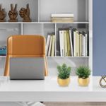Picture of 2 PCS Fake Plants Artificial Succulent Plants, Faux Succulents in Geometric Gold Ceramic Pots Fake Succulent Indoor Plants