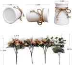 Picture of Artificial Flowers in Vase Silk Rose Flower Arrangements Fake Faux Flowers Bouquets with Ceramics Vase Table Centerpieces