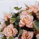 Picture of Artificial Flowers in Vase Silk Rose Flower Arrangements Fake Faux Flowers Bouquets with Ceramics Vase Table Centerpieces