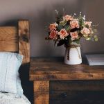 Picture of Artificial Flowers in Vase Silk Rose Flower Arrangements Fake Faux Flowers Bouquets with Ceramics Vase Table Centerpieces