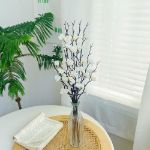 Picture of White Artificial Flowers 12Pcs Set - Fake Plum Blossom that Looks Real, 55cm Long for Vase, Perfect for Home Office Decoration