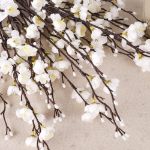 Picture of White Artificial Flowers 12Pcs Set - Fake Plum Blossom that Looks Real, 55cm Long for Vase, Perfect for Home Office Decoration