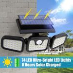 Picture of Solar Motion Sensor Light – 3 Adjustable LED Heads, 74 LEDs, 800 Lumens, IP65 Waterproof, Outdoor Security Lighting for Yard, Driveway, Patio