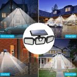 Picture of Solar Motion Sensor Light – 3 Adjustable LED Heads, 74 LEDs, 800 Lumens, IP65 Waterproof, Outdoor Security Lighting for Yard, Driveway, Patio