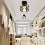 Picture of Vintage Hallway Ceiling Light, Black Semi-Flush Mount Cage Ceiling Lamp – E27 Bulb Compatible, Retro Industrial Design for Dining Room, Kitchen, and Hallway