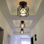 Picture of Vintage Hallway Ceiling Light, Black Semi-Flush Mount Cage Ceiling Lamp – E27 Bulb Compatible, Retro Industrial Design for Dining Room, Kitchen, and Hallway