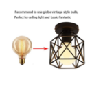 Picture of Vintage Hallway Ceiling Light, Black Semi-Flush Mount Cage Ceiling Lamp – E27 Bulb Compatible, Retro Industrial Design for Dining Room, Kitchen, and Hallway