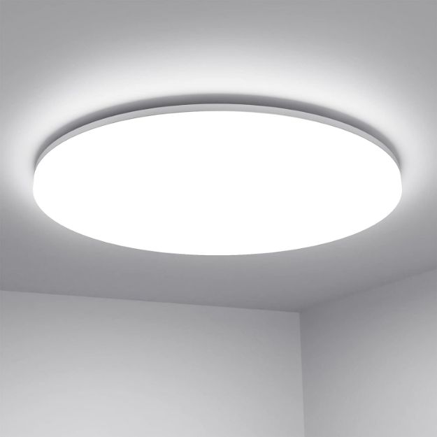 Picture of 24W LED Bathroom Ceiling Light, 2400lm, IP20 Waterproof, 5000K Daylight White, Flush Mount Round Light for Bathroom, Kitchen, Hallway, Garage